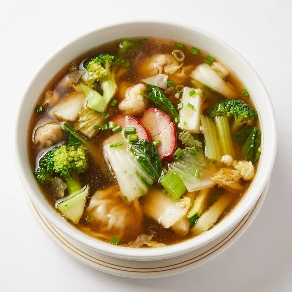 Deluxe wonton soup with BBQ pork, shrimp and mixed vegetables at Dragon Palace on Portage Ave, Winnipeg
