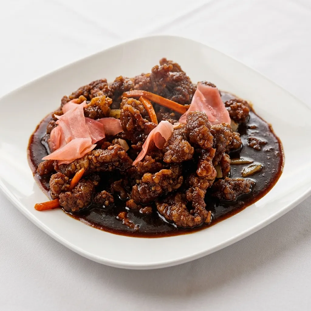 Dragon Palace Beef, deep-fried breaded beef in a sweet dark sauce, at Dragon Palace in Winnipeg