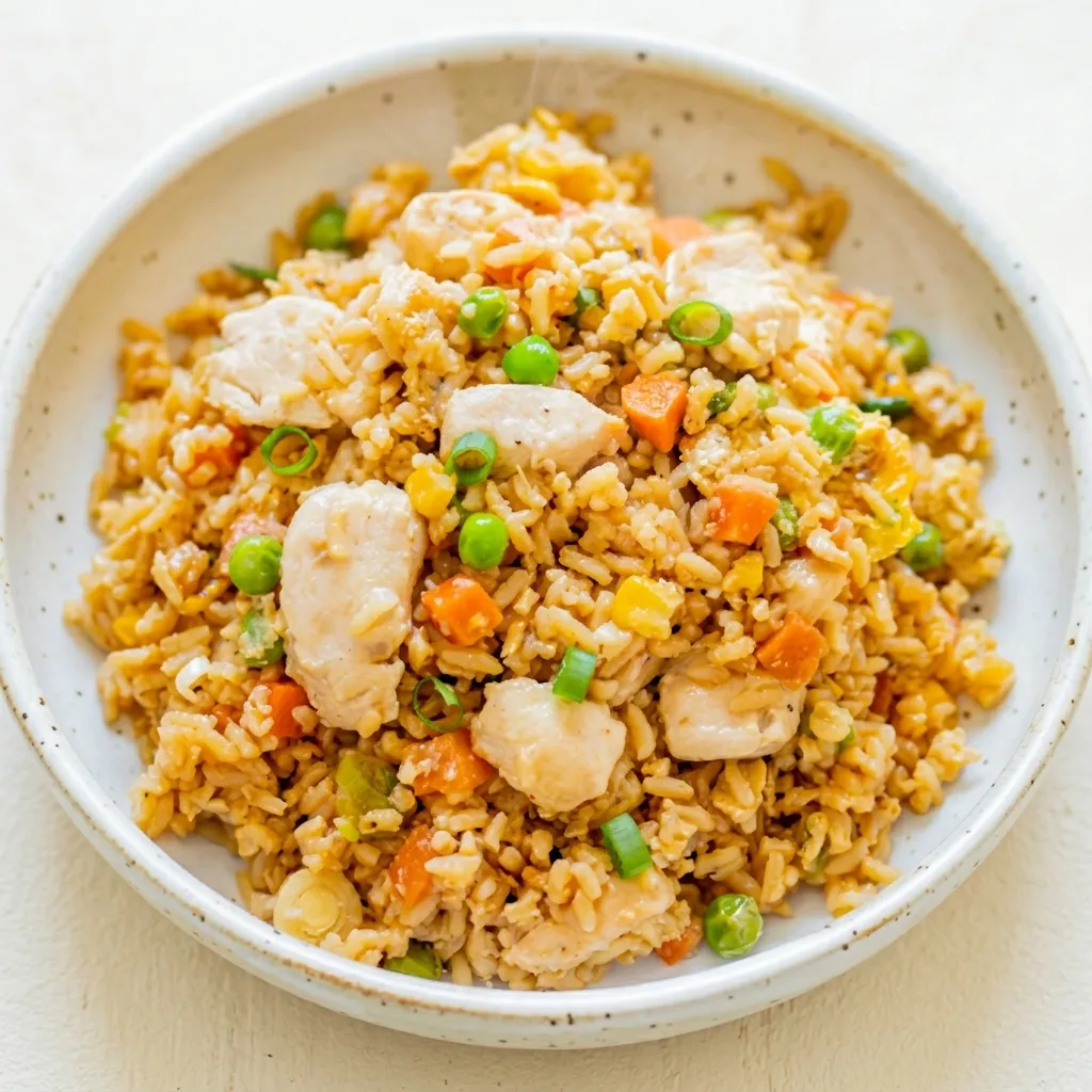 Wok-fried chicken fried rice served at Dragon Palace on Portage Ave, Winnipeg, MB